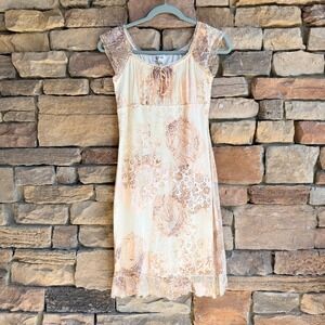 VTG Y2K Taboo Womens L Mesh Overlay Babydoll Dress Paisley Floral Cottage Fairy